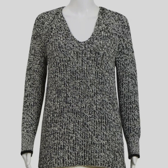 Rag & Bone Knit V Neck Black White Sweater Size Medium - Picture 1 of 8